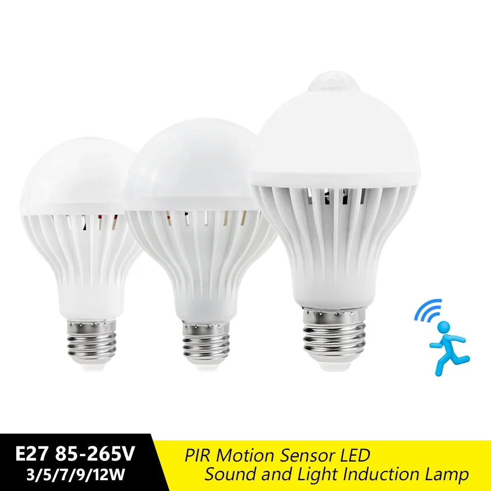 Motion PIR Infrared LED Bulb E27 Energy-saving Smart Lamp Sound Sensor Bulb