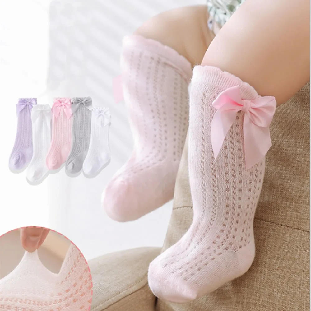 

Kids Girl Bowknet Non-slip Socks Bubble Mouth Tube Long Socks Cotton Bowknet Princess Baby Knee High General Socks