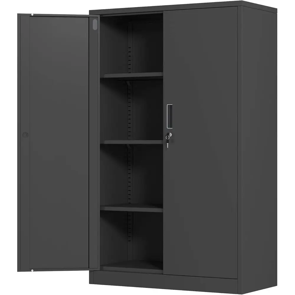 

Black 53.5-Inch Metal Storage Cabinet with Locking Doors and 3 Adjustable Shelves for Home, Office, Garage, and Kitchen Use