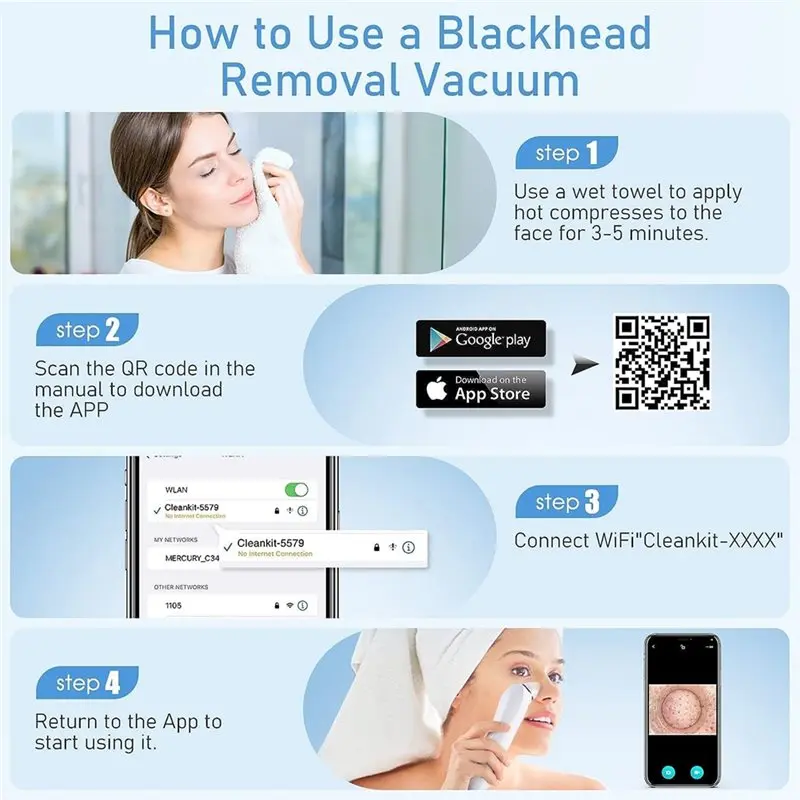 【OFF SHELF】Blackhead Remover Tool With Camera, USB Interface Type Pore Vacuum, Black Head Extraction Device