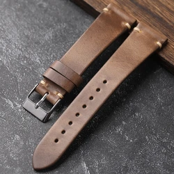 Handmade Horwen US Chromexcel Leather Watchbands Natural Soft Wrap Handmade Leather Straps 18mm 20mm 22mm Vintage Men's Bracelet