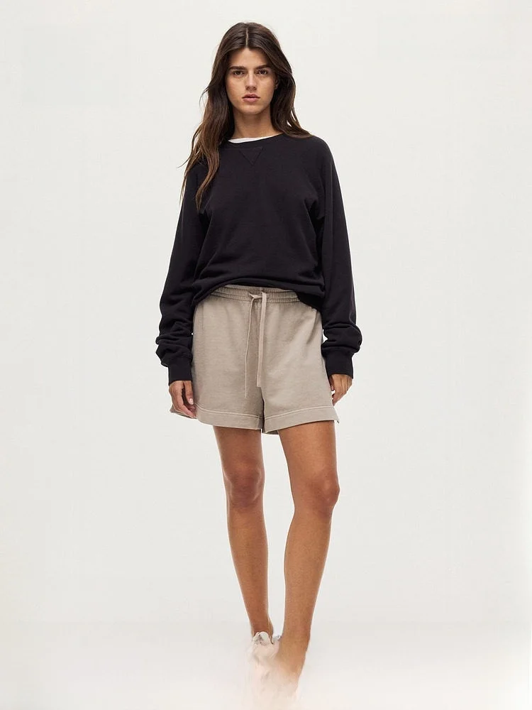 

Женские хлопковые спортивные брюки H&M с эффектом потертости, летняя коллекция, прямой крой, естественная талия, длинные, удобные, дышащие, модные