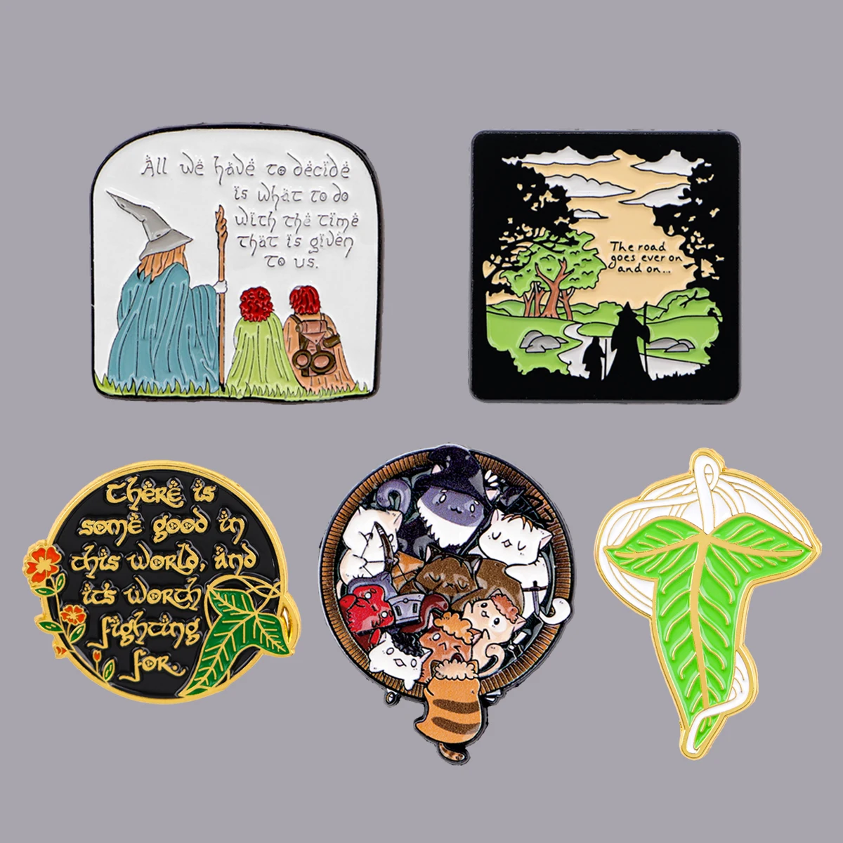 Magic Green Leaf Enamel Pin Fantasy Movie Cat Brooches Woman Men Backpack Accessories Bags Badge Lapel Jewelry Gift for Adults