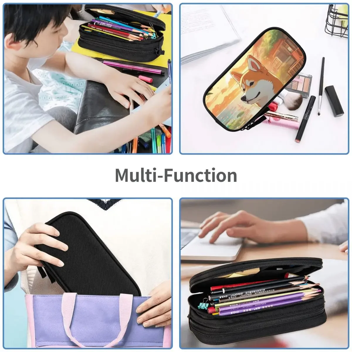 AI توليد Shiba Inu مقلمة لهدايا الطلاب صندوق القلم حقيبة أقلام رصاص تخزين كبير قلم رصاص الحقيبة حامل القلم #6