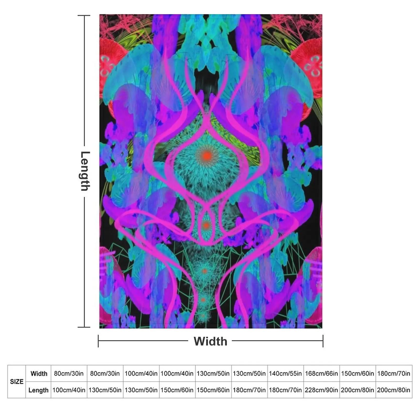 Jellyfish Warp (Psychedelic Blacklight UV Ultraviolet) Throw Blanket Nap Large Sofa Retros Blankets