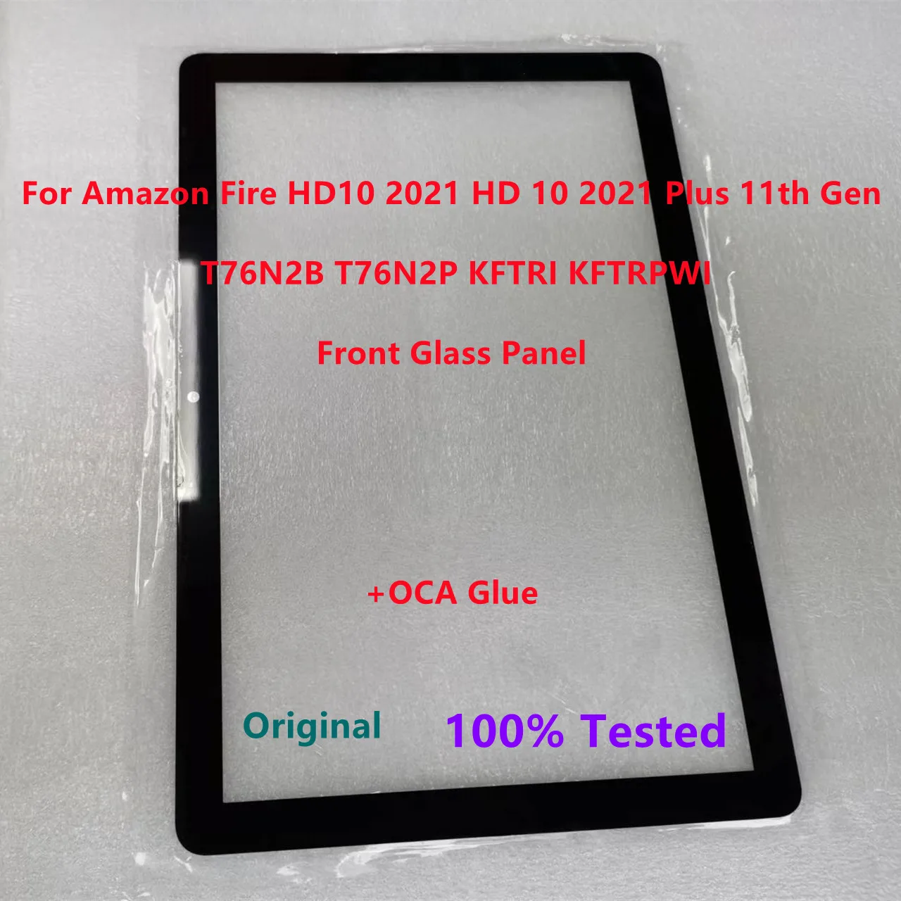 For Amazon Fire HD10 2021 HD 10 2021 Plus 11th Gen T76N2B T76N2P KFTRI KFTRPWI Front Glass Touch Screen LCD Outer Panel+OCA Glue