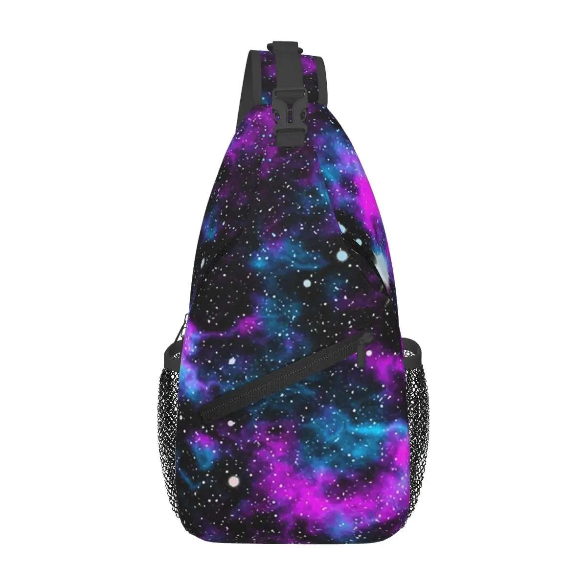 Purple And Blue Galaxy Chest Bag Men Sling Crossbody Backpack Chest Bag Travel Hiking Daypack Shoulder Bag