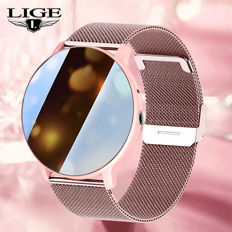 

LIGE Bluetooth Call Smart Watch Women Full Touch Screen Sport Fitness Watch IP67 Waterproof For Android IOS Smartwatch Lady+boX