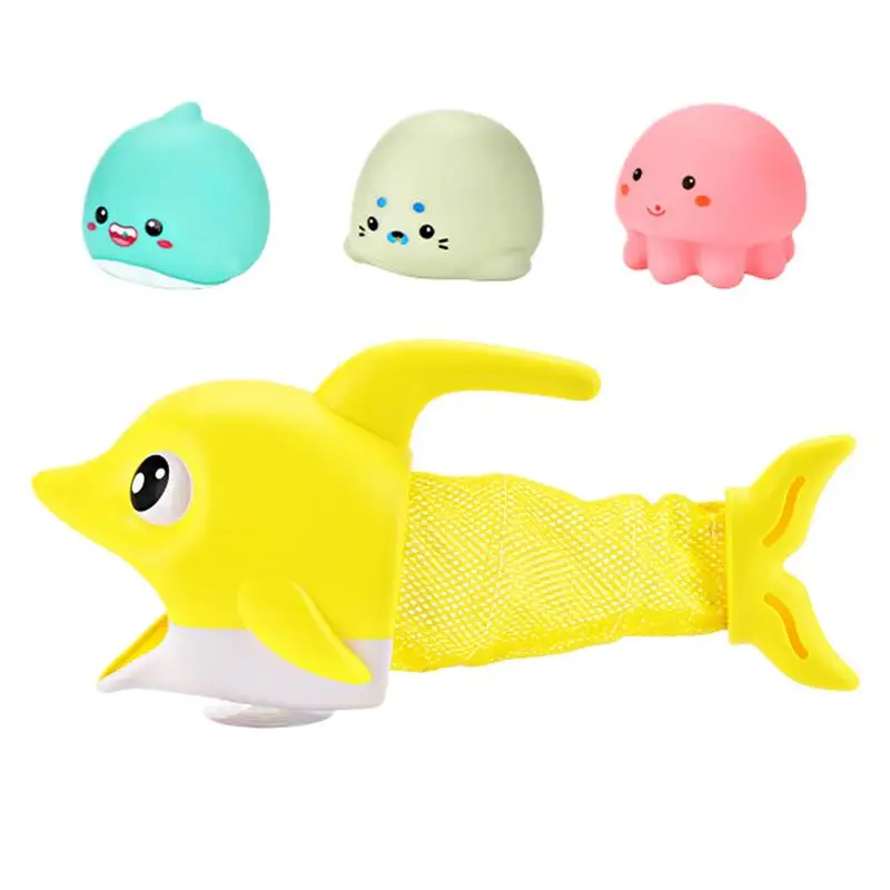 Toddler Bathtub Toys Toddler Bathtub Fishing Net Fish Figures Toys Dolphin Shaped Preschool Pool Interactive Toys For Boys Girls