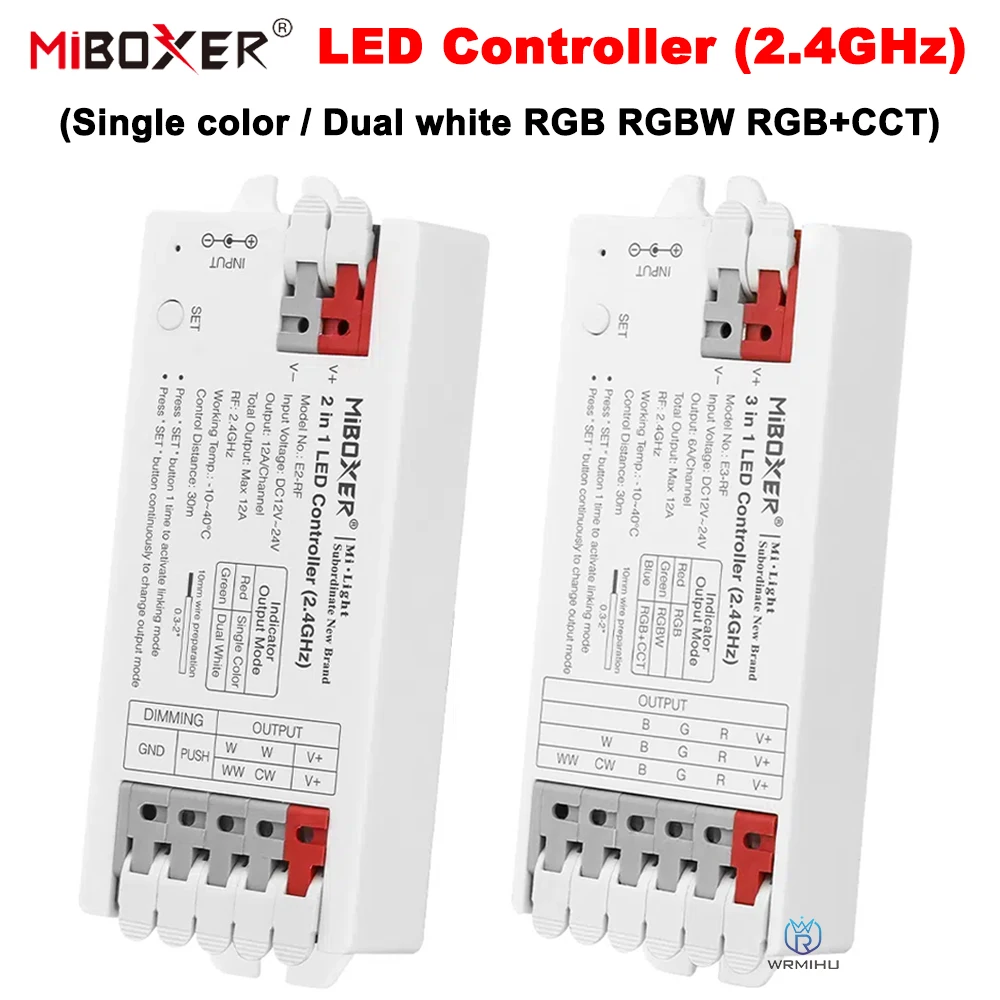 Miboxer 2.4G RF Remote Control E2-RF 2 3 w 1 LED Controller Single color Dual white RGB RGBW RGB+CCT LED Strip Light Dimmer