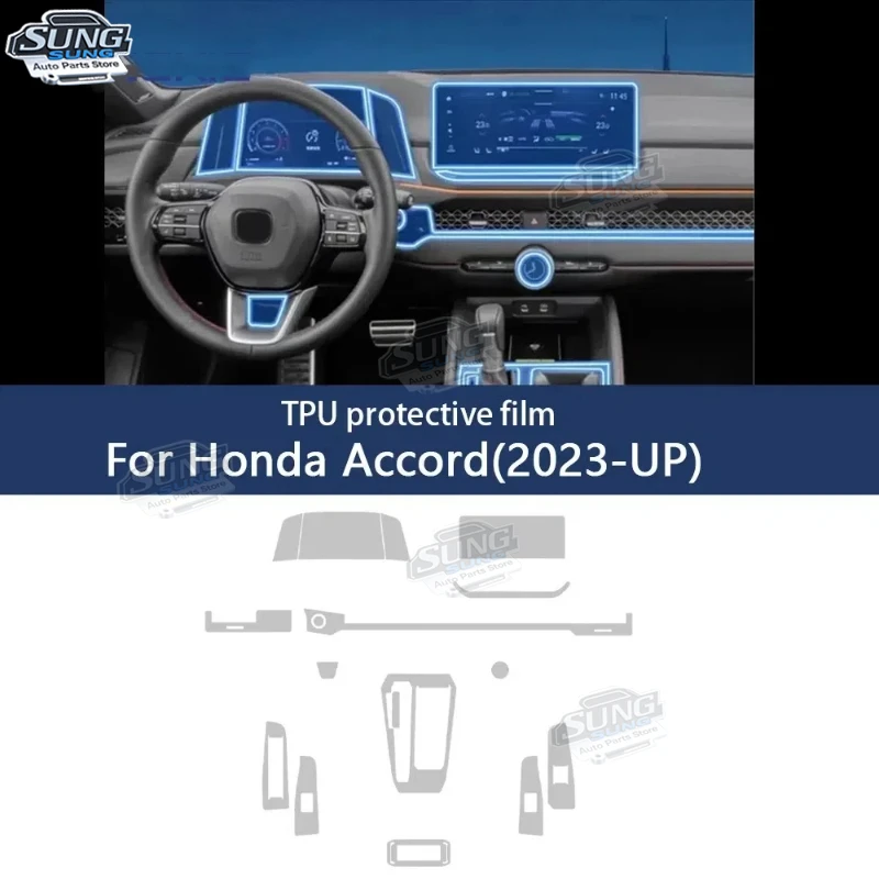 

For Honda Accord 11rd Gen 2024 2023 Interior Car Center Console Navigation Transparent TPU Protective Film Anti-scratch Repair