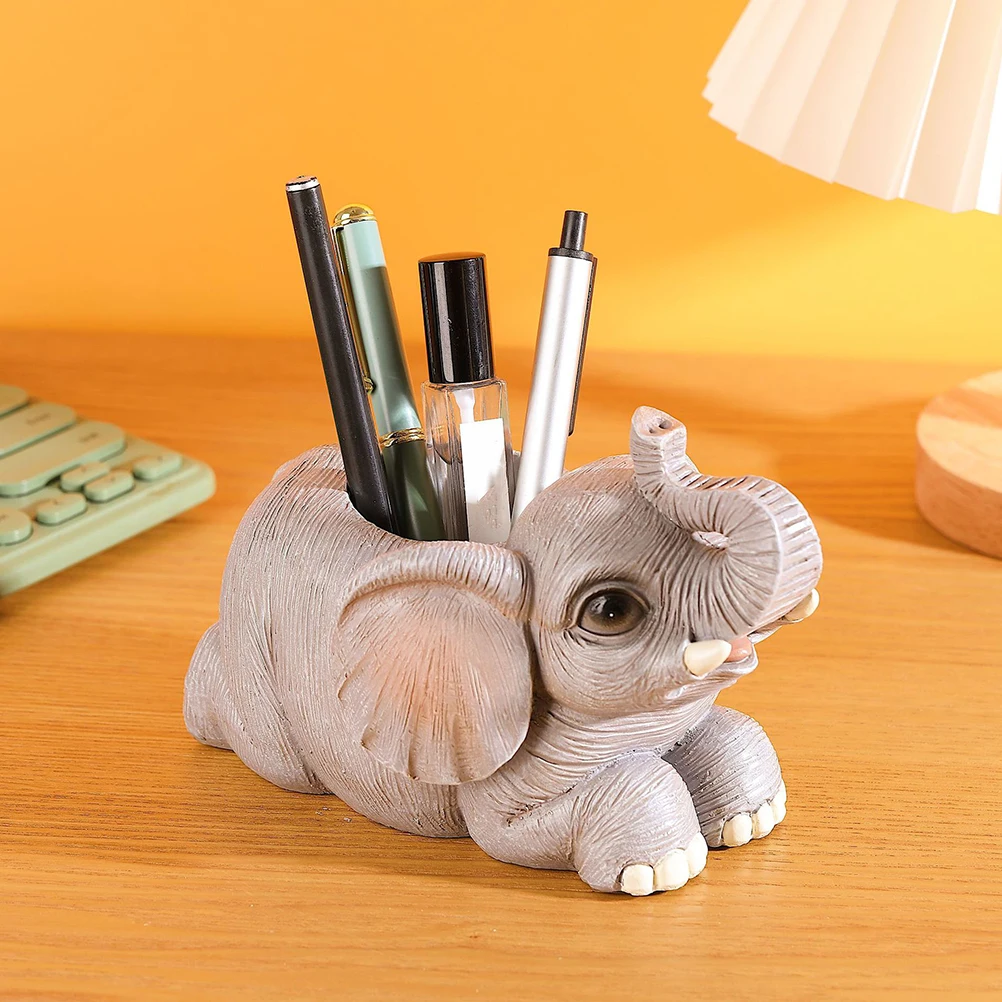 

Cute Elephant Desk Organizer Pen Holder for Home Office School Use Portable Lightweight Decor Gift Elephant Decor