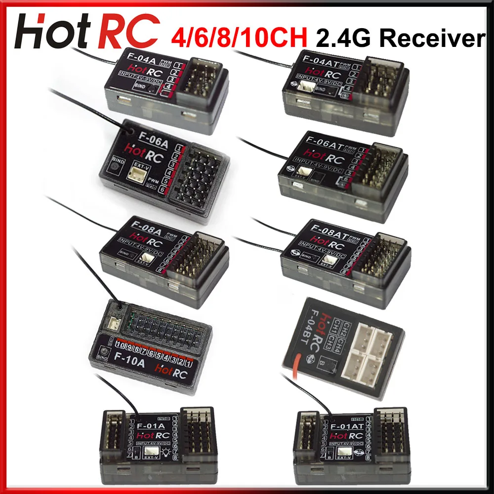 Hotrc 4/6/8/10 Kanaals 2.4GHz F-08A F-10A F-06AT F-08AT F-01AT Gyro Ontvanger voor RC Auto Boot Vliegtuig Tank Robot Zender