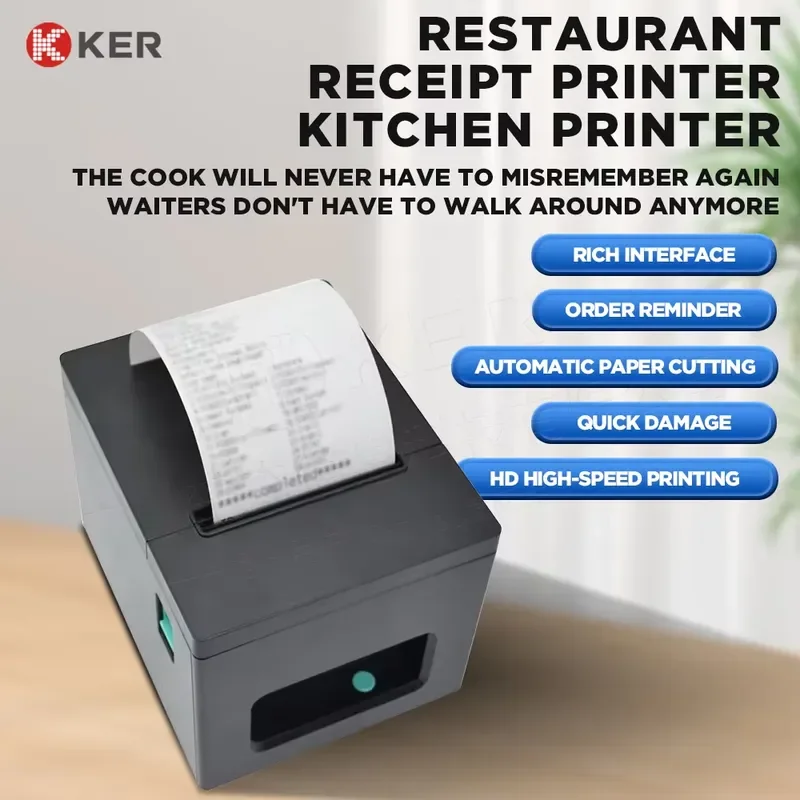 80mm Desktop Thermal Receipt Printer for Kitchen POS System Cloud Printing Support Cash Register High Speed Bill Printing