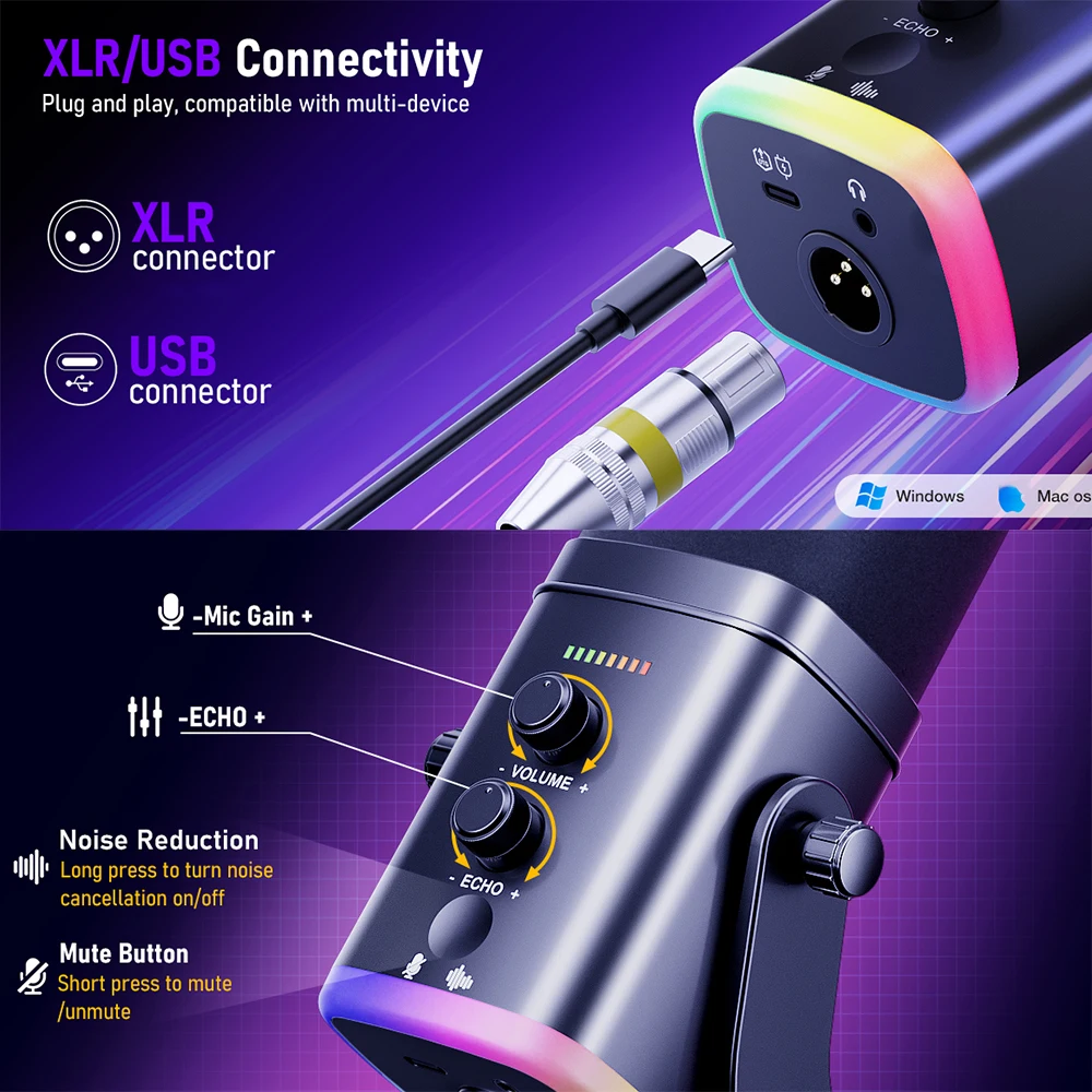 USB/XLR Dynamic Microphone for - Gaming Headset Rgb ulasan dan harga