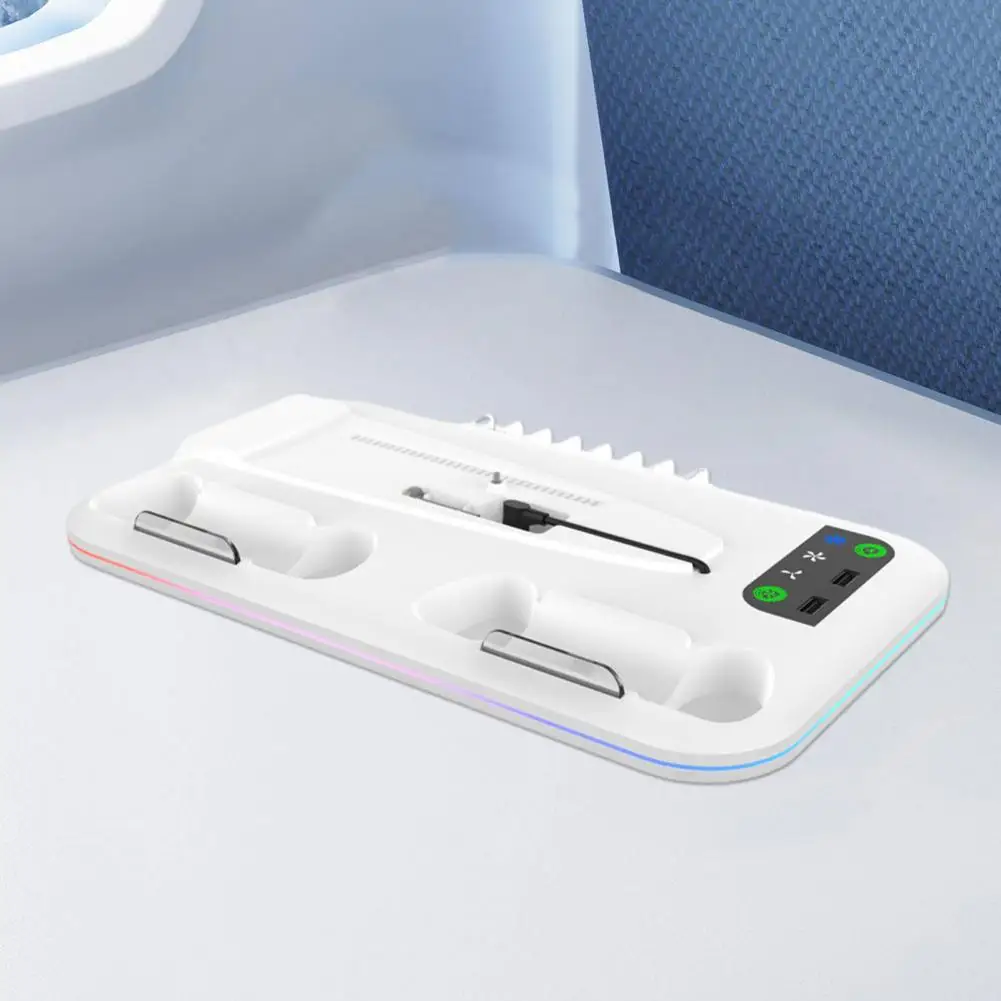Indicateur de charge efficace, support vertical réglable avec chargeur de contrôleur pour PS5, base de console de jeu mince avec indicateur