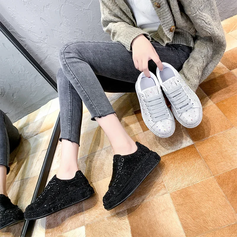 Brand Women's Sneakers Luxury Rhinestones Women Causal Shoes Designer Platform Sport Shoes Fashion Comfort Women Shoes Plus Size image 6