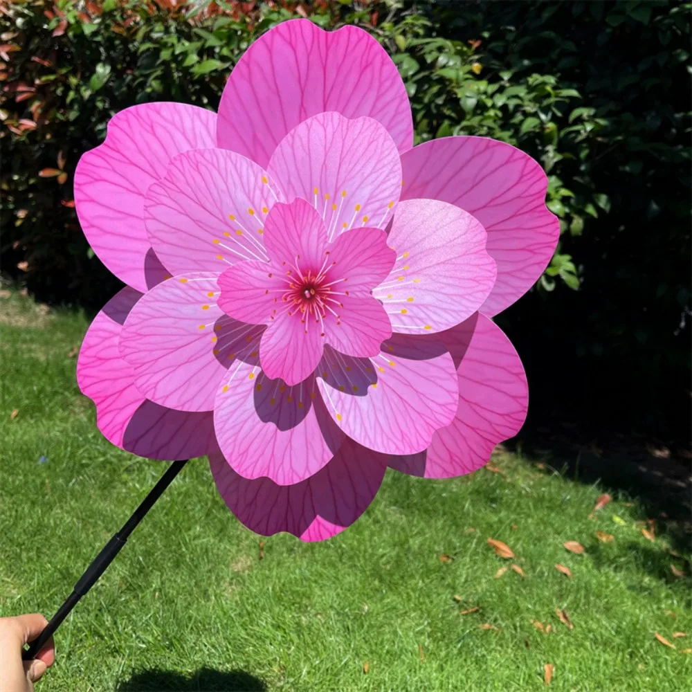 กังหันลมหมุนหลากสไตล์ กังหันลมหลากสีสัน ทำจากพีวีซี ตั้งพื้น รูปดอกไม้ สำหรับตกแต่งปิกนิก แบบสองชั้น
