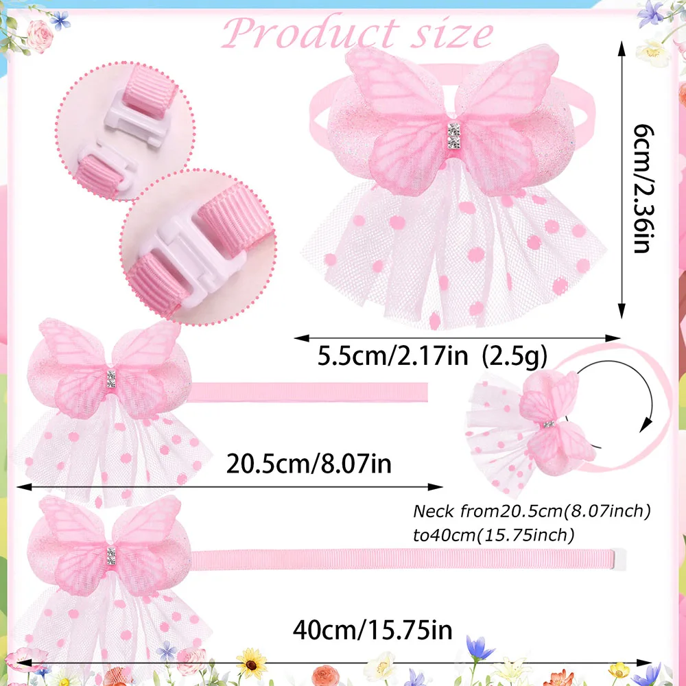 20/40PCS Cute Dog Bow Ties Adjustable Pet Small Dog Bowknots Bulk Butterfly Lace Pet Grooming Accessories For Dogs and Cats