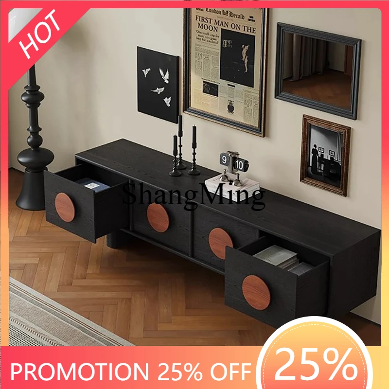 

SM household medieval solid wood TV cabinet floor-to-ceiling retro modern simple living room home locker