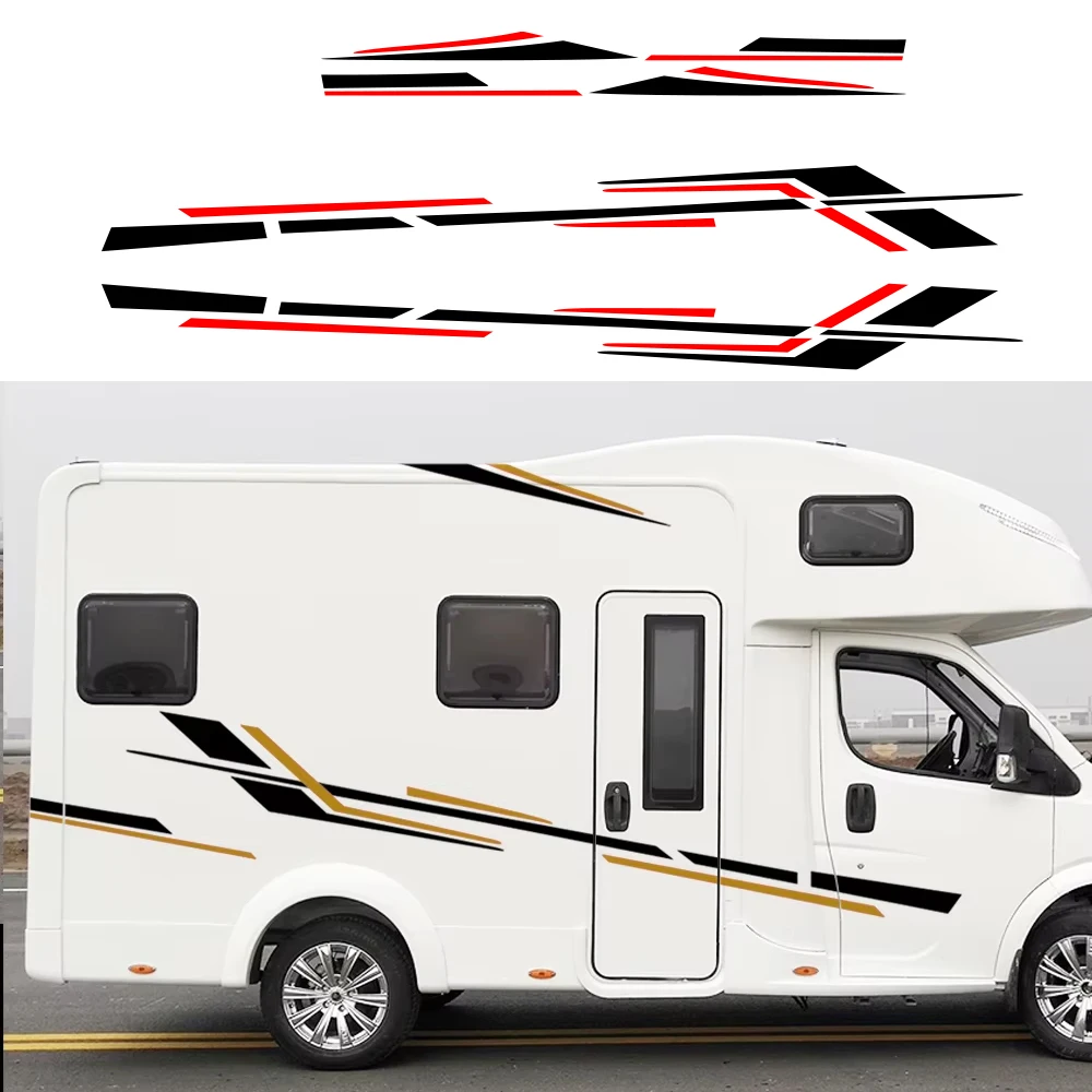 

6Pcs Motorhome Stripes Vinyl Stickers For Camper Van Horsebox Caravan RV Auto Tuning Accessories Graphics Car Decoration Decals