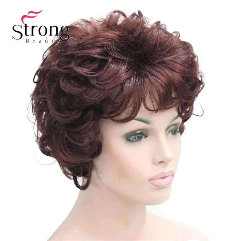 Short Soft Tousled Curls Dark Auburn Full Synthetic Wigs Women\'s Wig COLOUR CHOICES