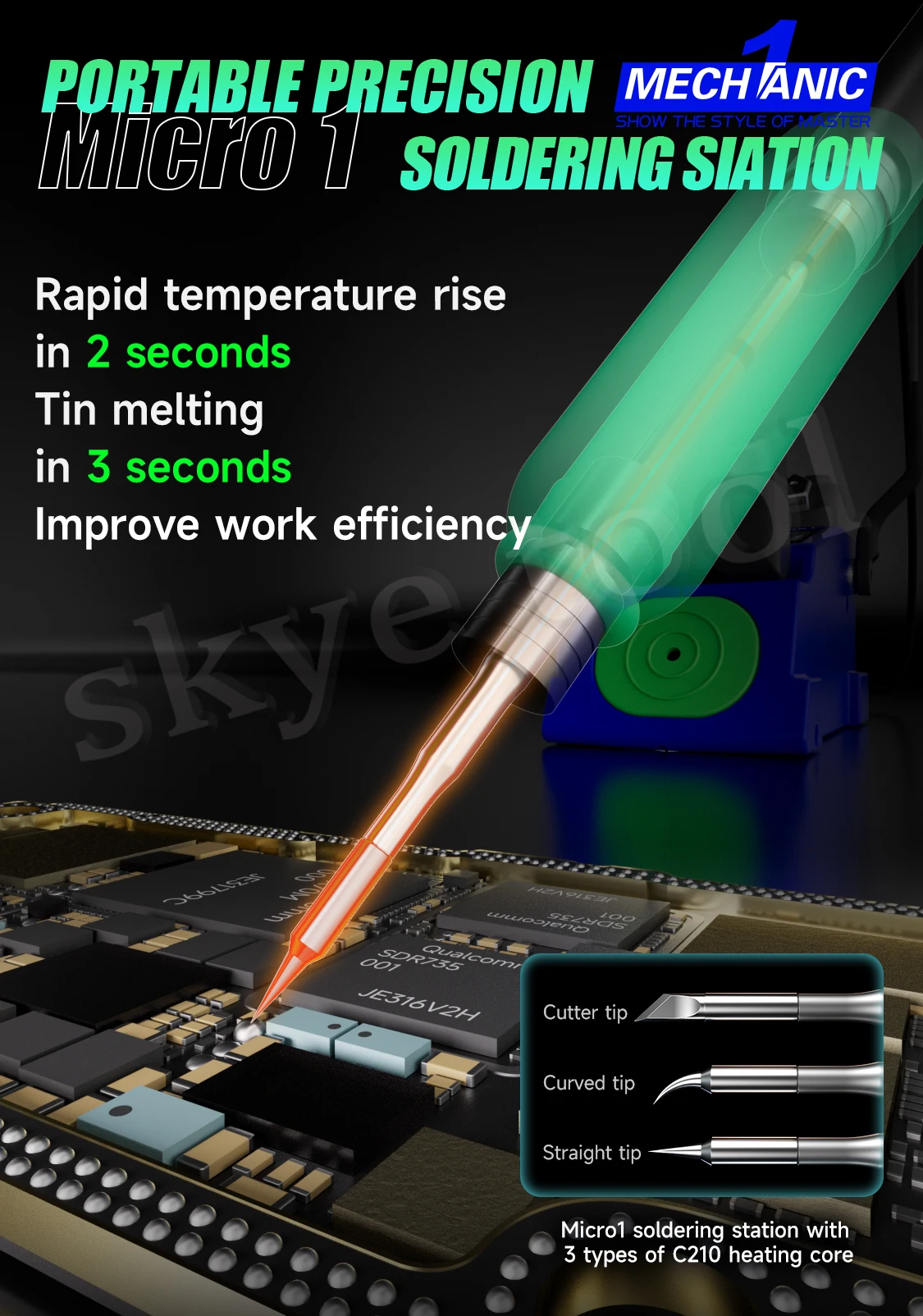 ميكانيكي مايكرو 1 أداة متعددة C210 سبيكة لحام محطة رقاقة ديسولديرينغ PCB SMD معدات لحام مجموعة أدوات إصلاح الهاتف الخليوي