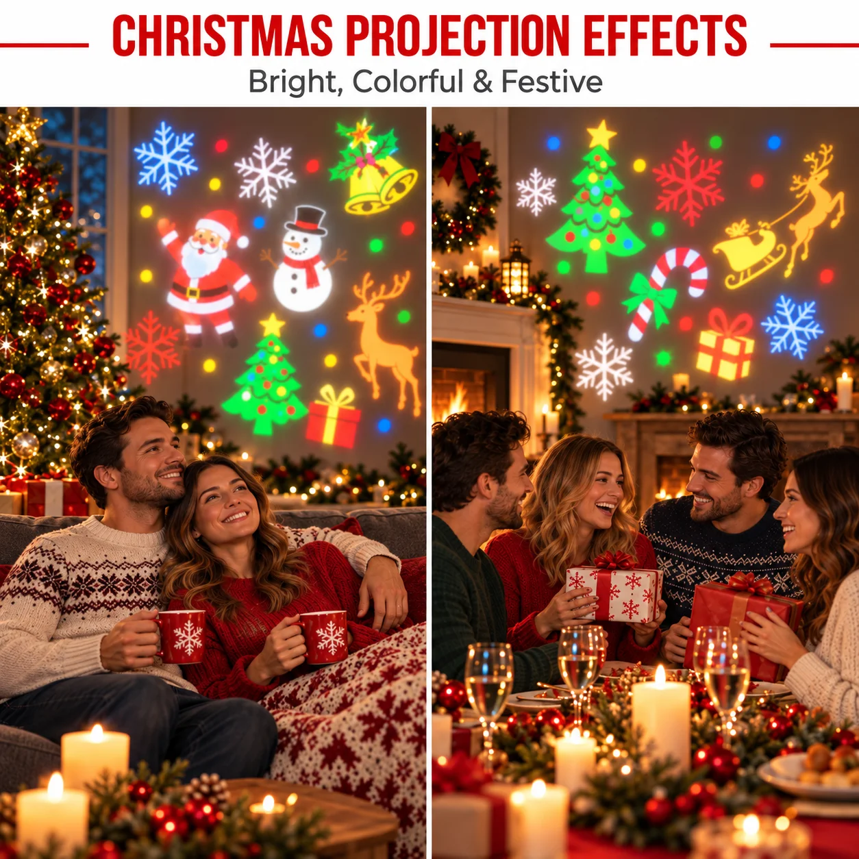 Christmas Projector Lights, Colorful Holiday Pattern Projection Lamp, USB Powered Indoor Party Light for Home, Room and Christma image 3