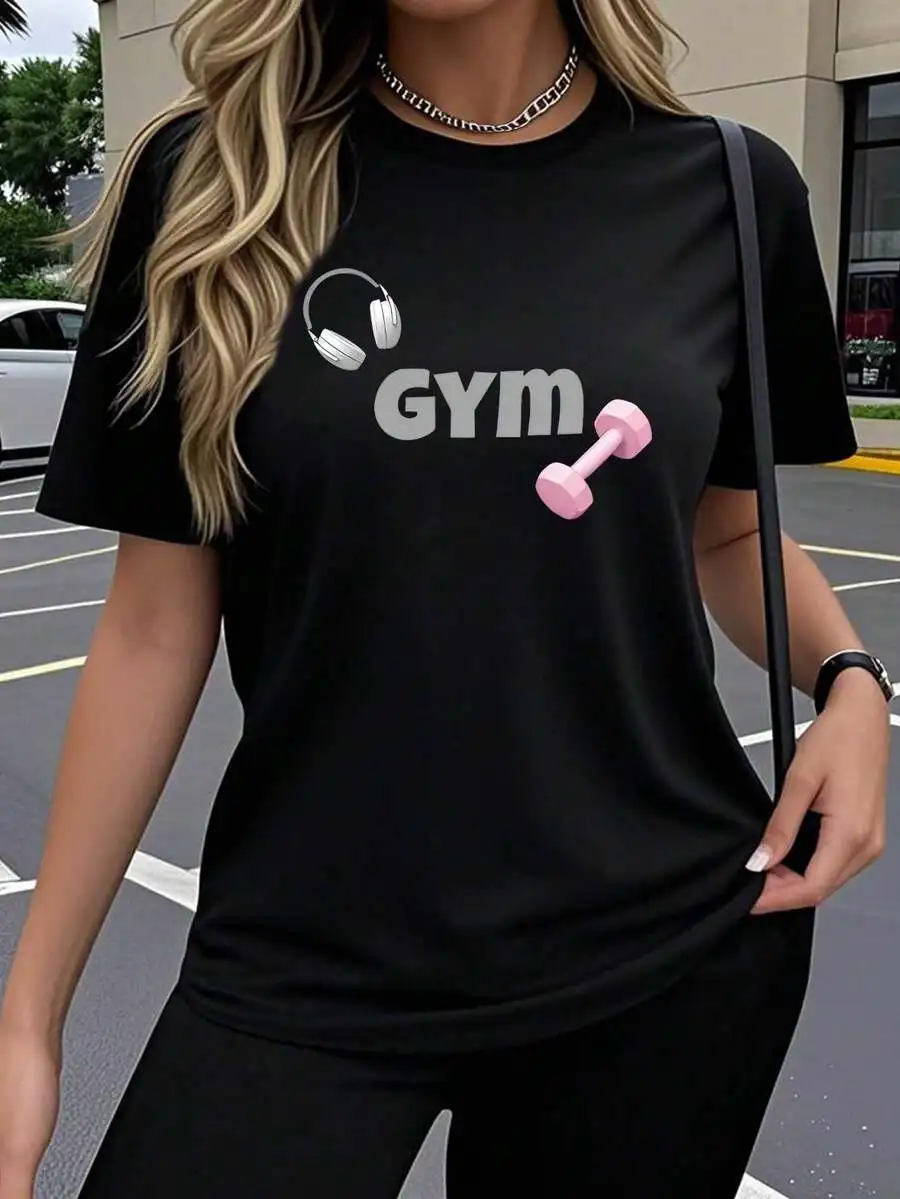 2026 Women's Vintage Graphic Tee Gym Fun Creative Print Crewneck Loose Fit 100% Cotton Breathable Summer Workout Casual Top