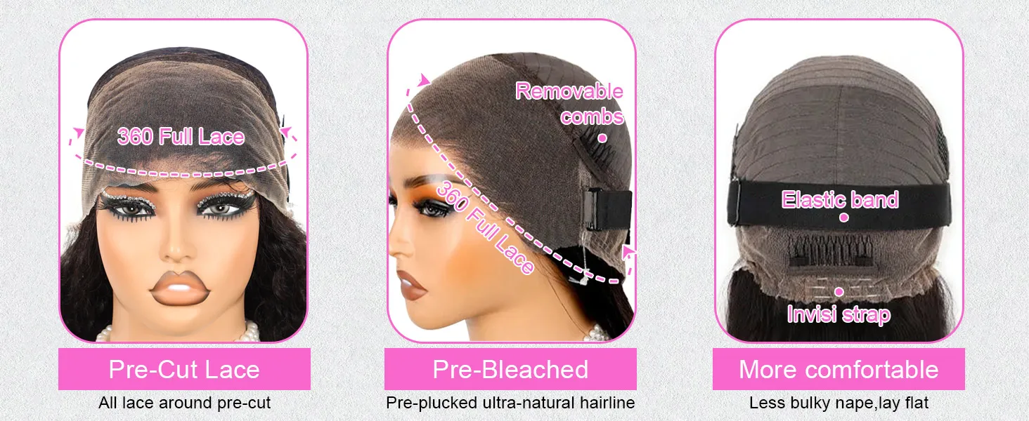 Smilegirl Invisib Strap 360 Full Lace Deep Wave Human Hair Wig With Invisible Drawstring Band Soft Deep Curly Wig Glueless Human Hair Wigs Wholesale