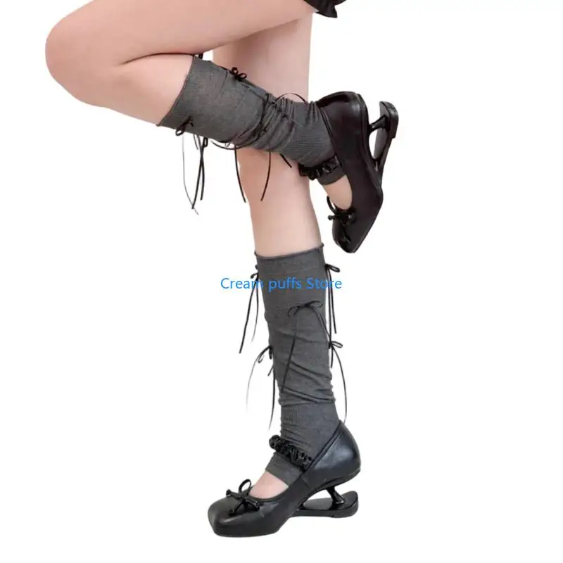 50LE Women's  Leg Covers Fashion Leg Warmers Ballet Design With Ribbon Laces And Bows Decorations Leg Sleeves