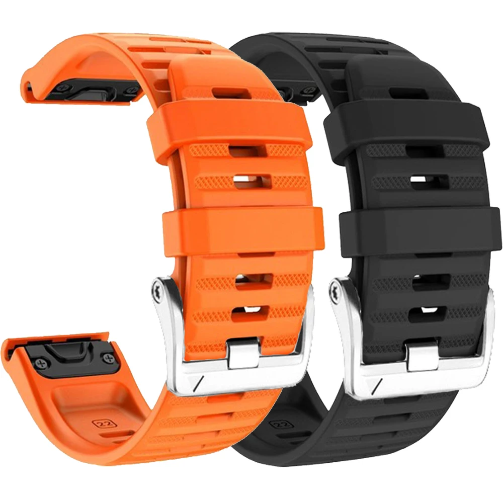 26mm 22mm Quickfit Silicone Watchband For Garmin Fenix 8 51 47 E 7 7X Pro 6 6X Pro 5 5X Plus Strap Silver Screw Buckle Bracelet