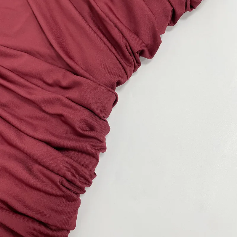 فستان Bodycon للسيدات: تفاصيل سموك، حاشية غير متماثلة، بدون أكمام - للعمل والسهرات