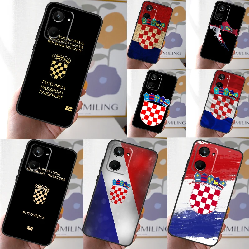 Croatia Flag For Realme C53 C55 C67 C51 C35 C33 C31 C30 C25s C21Y GT Neo 6 GT5 9 10 11 12 Pro Plus Case