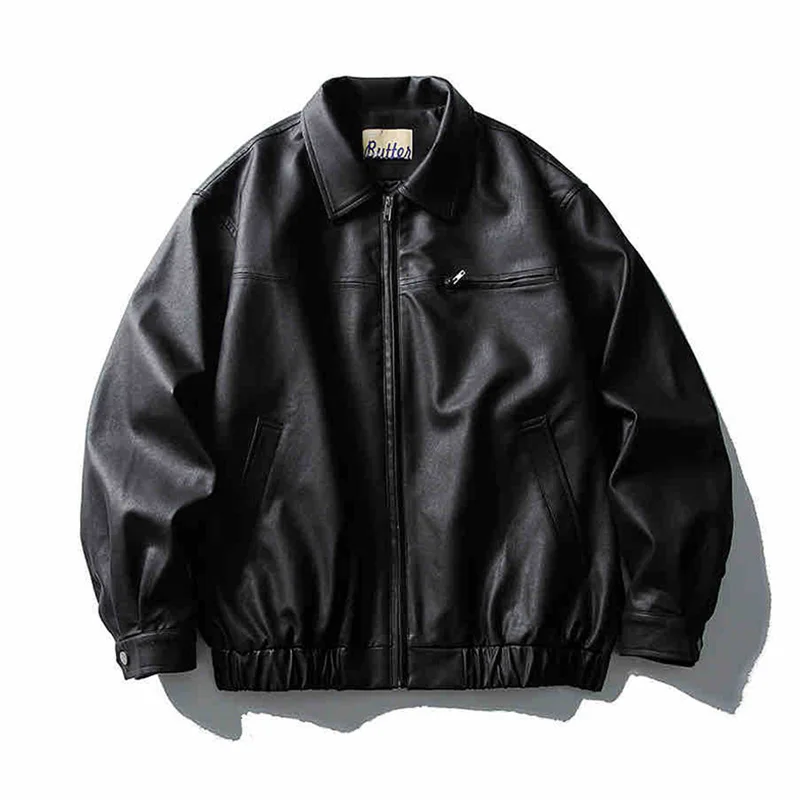 

American Retro Mens Leather Jacket Baseball Motorcycle Jacket American Style Autumn Windproof Leather Coat High Quality Coat