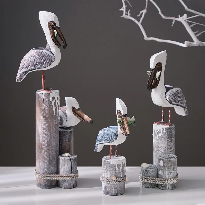 

1Pcs Seagull Beach Statue Decoration, Mediterranean Style Handicraft Bedroom Living Room Interior Decoration, Wooden