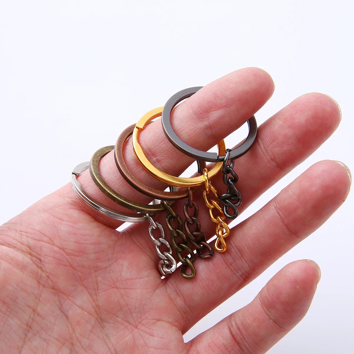 10/20/50/100 pcs/lot Key Ring Key Chain 6 Colors Plated 30mm Round Split Keychain Keyrings Wholesale