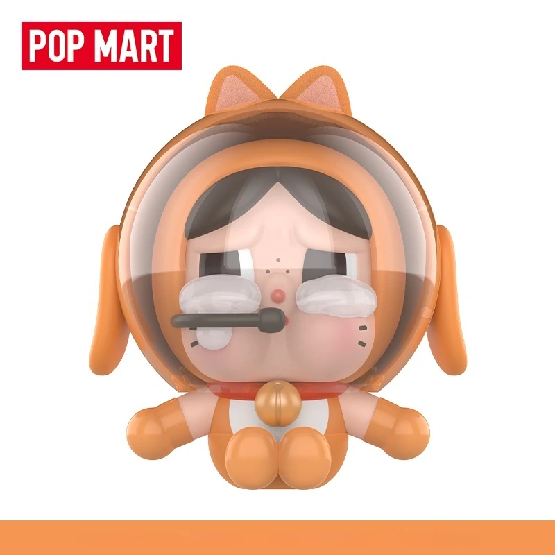 Echte Popmart Crybaby Space Cat Orange Serie Figuren Desktop Decor Sammeln Ornamente Crybaby Trendy Spielzeug Nette Puppe Geschenk