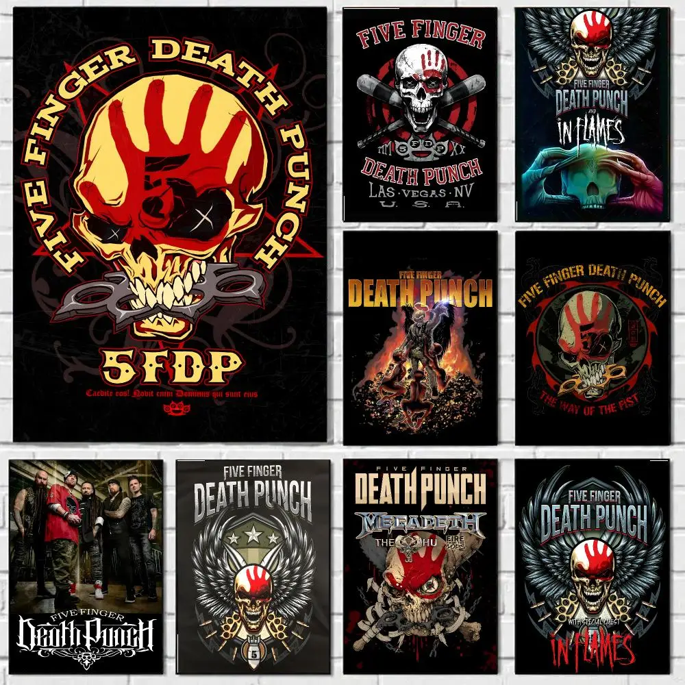 Five Finger Death Punch Band Poster Self-adhesive Advanced Aesthetic Printing Paper Wall Art For Living Room Home Decor