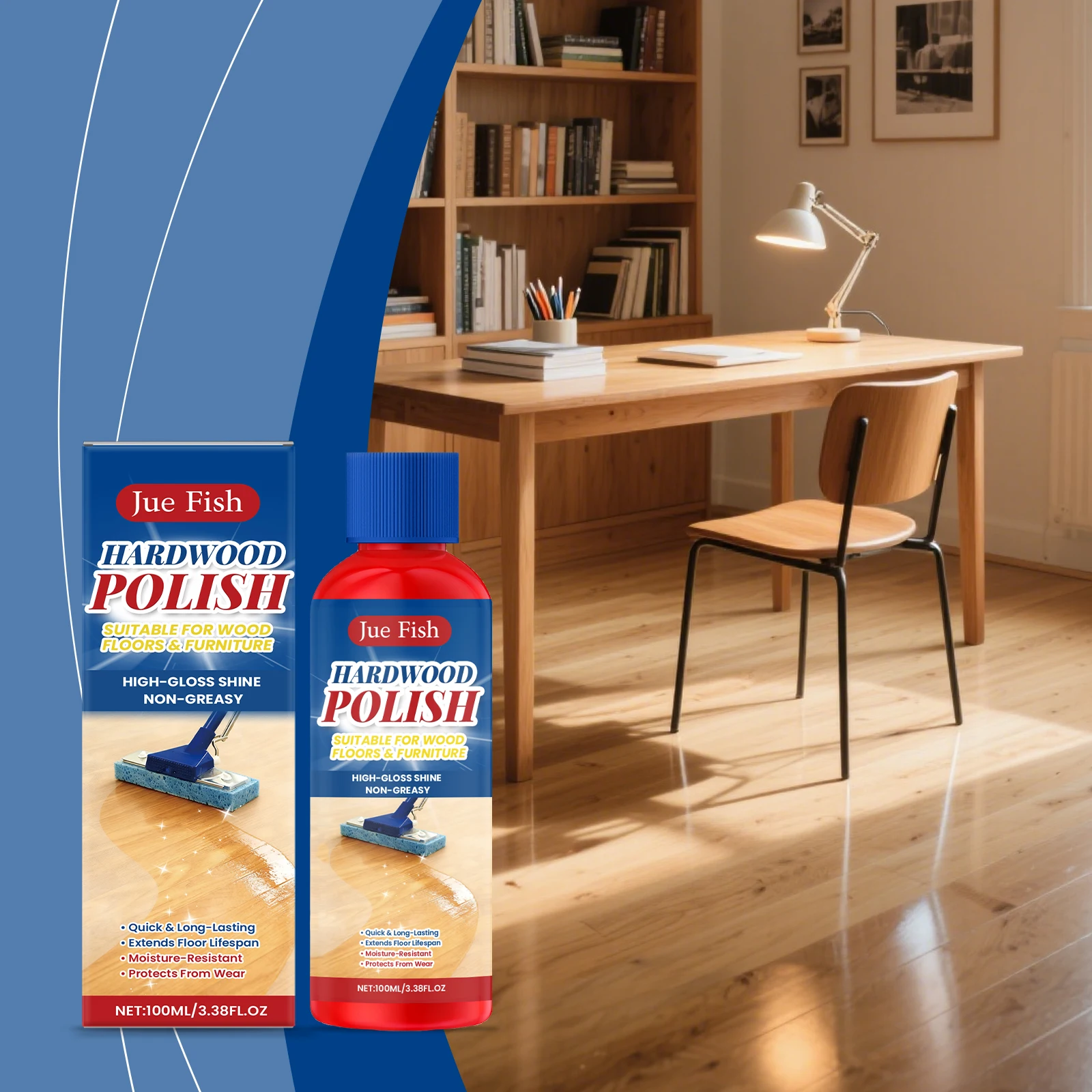 Wood Floor Polish Household Floor Stain Removal, Scale Removal, Brightening, Multi-Functional Mopping Cleaner