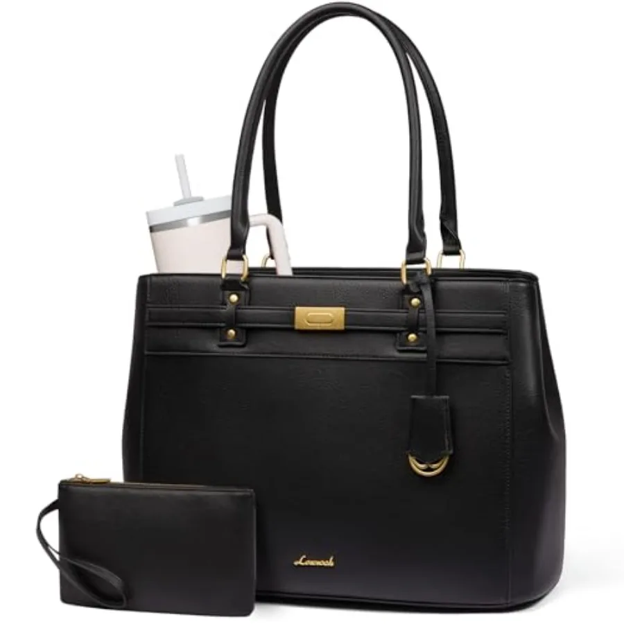 Laptop Tote Bag for Women, 17.3 Inch Waterproof Leather Work Computer Bag, Business Office Briefcase Shoulder Handbag Purse Gif