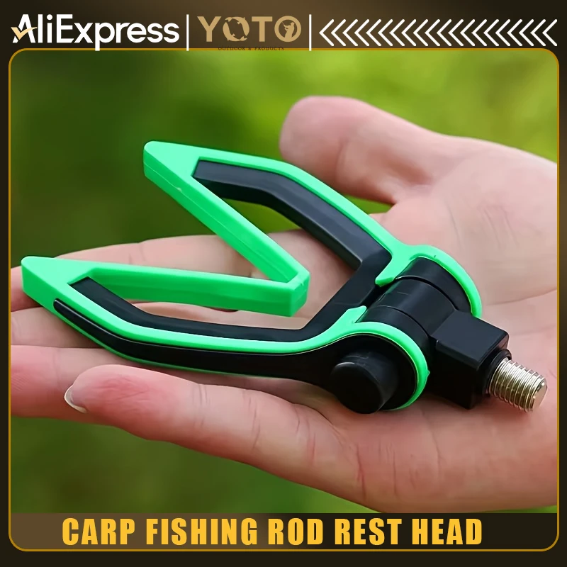 YOTO Carp Fishing Angle Adjustable Rod Rest Head | Green ABS Material, Ideal for Fishing Bank Sticks and Buzz Bar Feeder