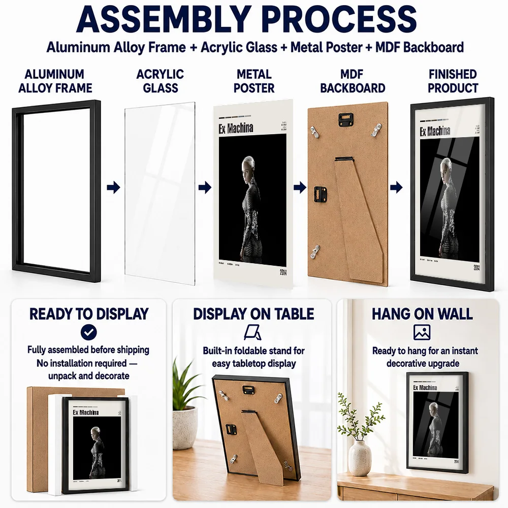 Ex Machina Movie Framed Aluminum Metal Poster Customized Screen Tribute Wall Art Perfect Within Media Room As Collector Gift
