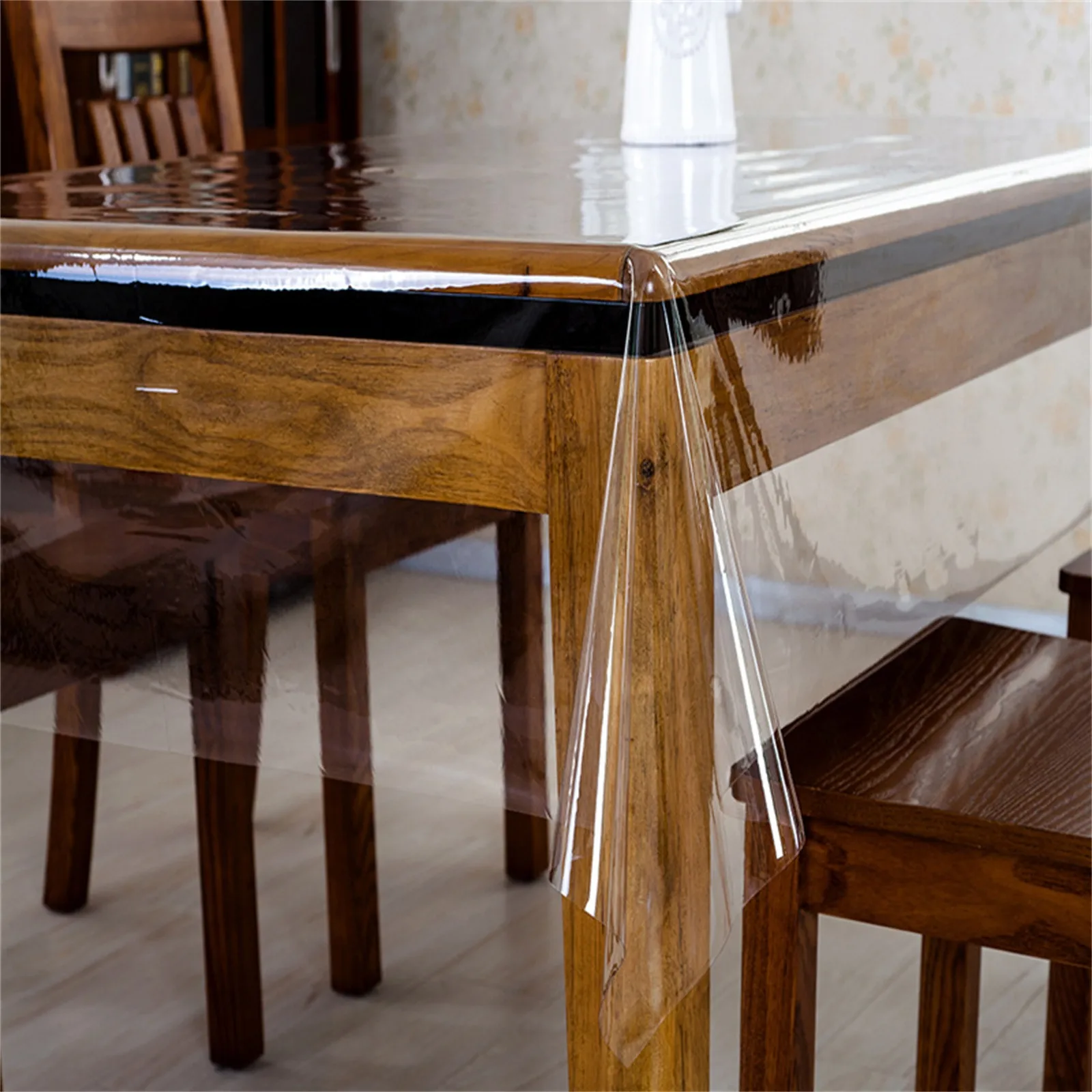 PVC Home Clear Vinyl Tablecloth Protector Oil-Proof Easy Clean Transparent Sheet Table Cover Rectangular Office Desktop Mat