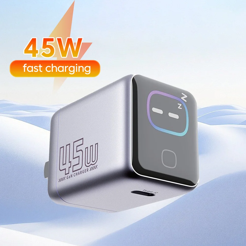 

Зарядное устройство PD 45W GaN с портом Type-C и интеллектуальным дисплеем AI для iPhone 17, 16, 15, Samsung, Xiaomi, Huawei
