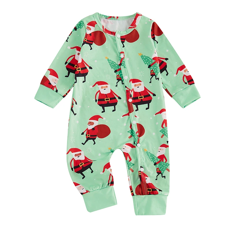 Baby Girls Boys Rompers Christmas Clothes Santa Print Long Sleeve Toddler Fall Bodysuits Children\'s Clothing