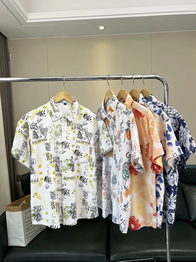 

Мужская рубашка Hawaii Sle с винтажным цветочным принтом, дышащая, с охлаждающим эффектом, приталенного кроя, для летнего повседневного стиля