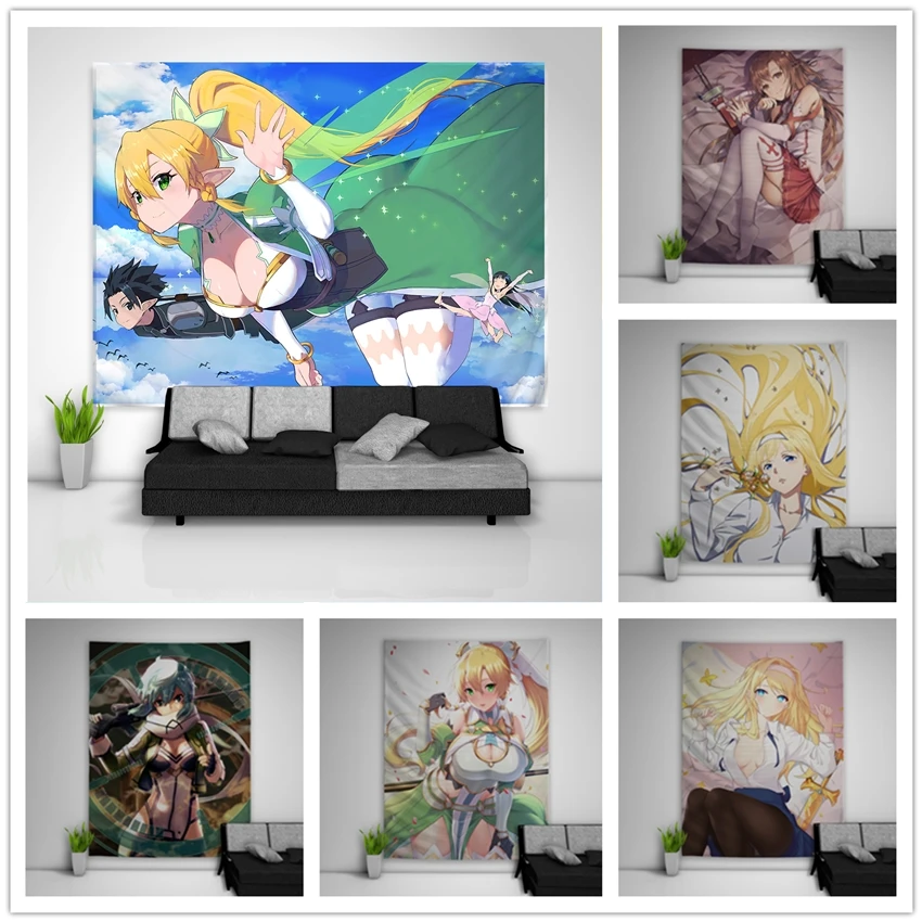 Sword Art Online Canvas Painting Posters Picture for Bedroom Home Decoration Asuna Sinon Leafa Alice Cartoon Prints Room Decor