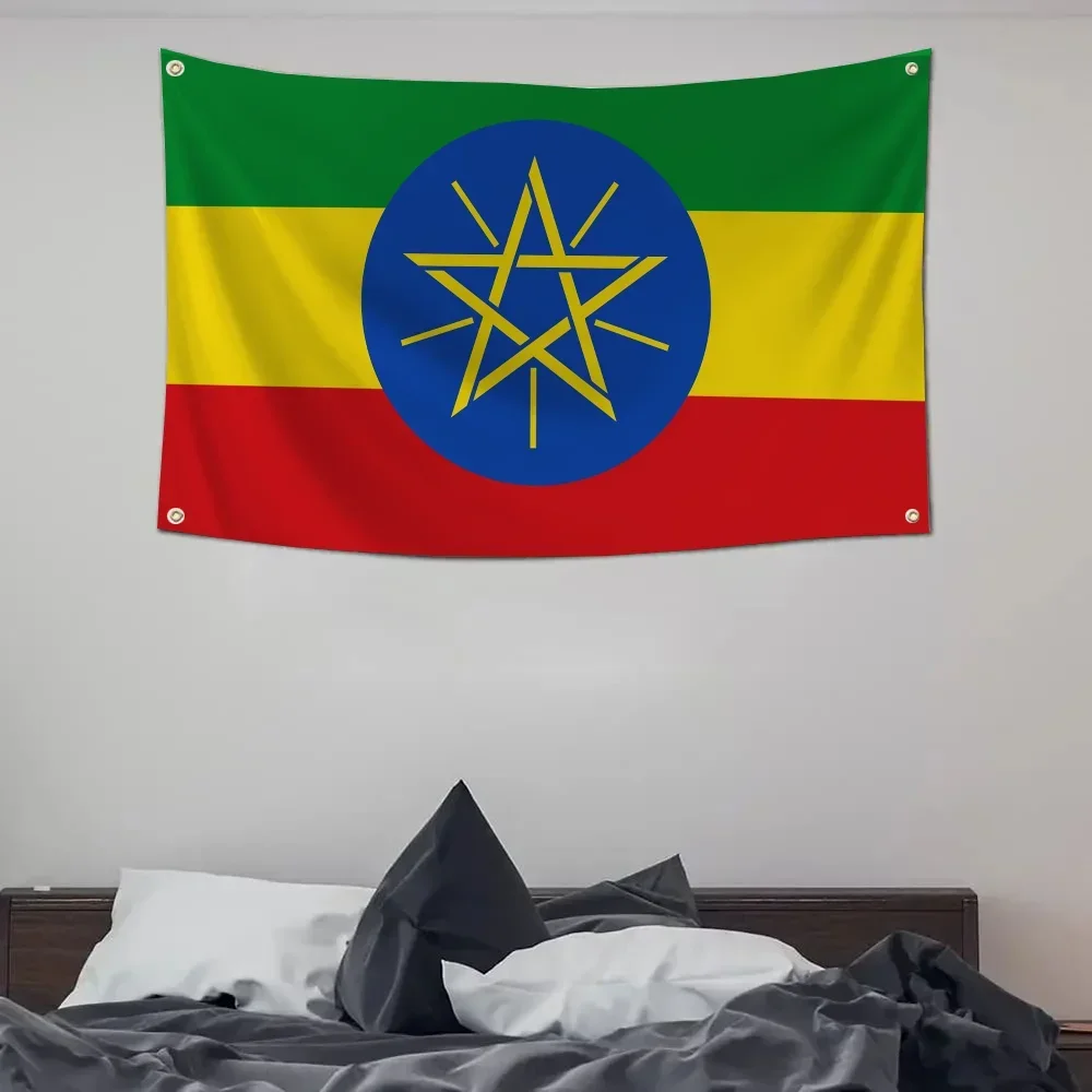 1pc Ethiopian Federal Democratic Flag Banners Four Hole Flag Polyester Outdoor Decor Room Aesthetic