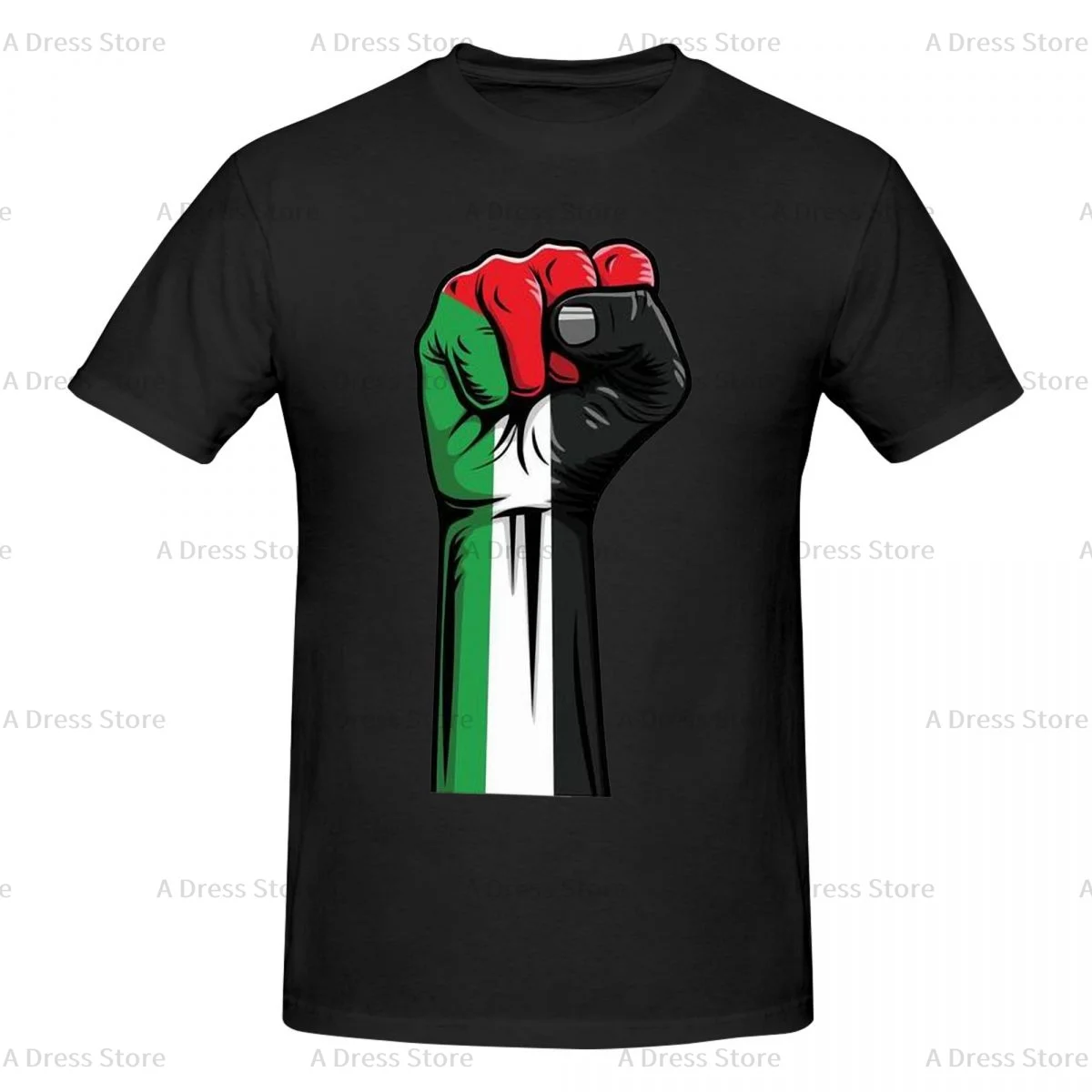 تي شيرت رجالي من القطن برقبة دائرية كبيرة الحجم من الفلسطيني، هدية تي شيرت قطني كاجوال صيفي كلاسيكي للرجال